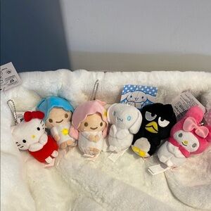 Sanrio Character Plush Keychains - Set of 6